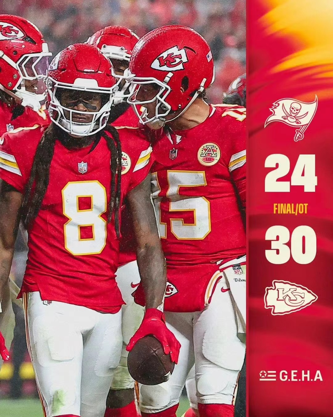 Les Chiefs ont vaincu les Buccaneers lors d'un retour et ont remporté 8 victoires consécutives lors de la nouvelle saison